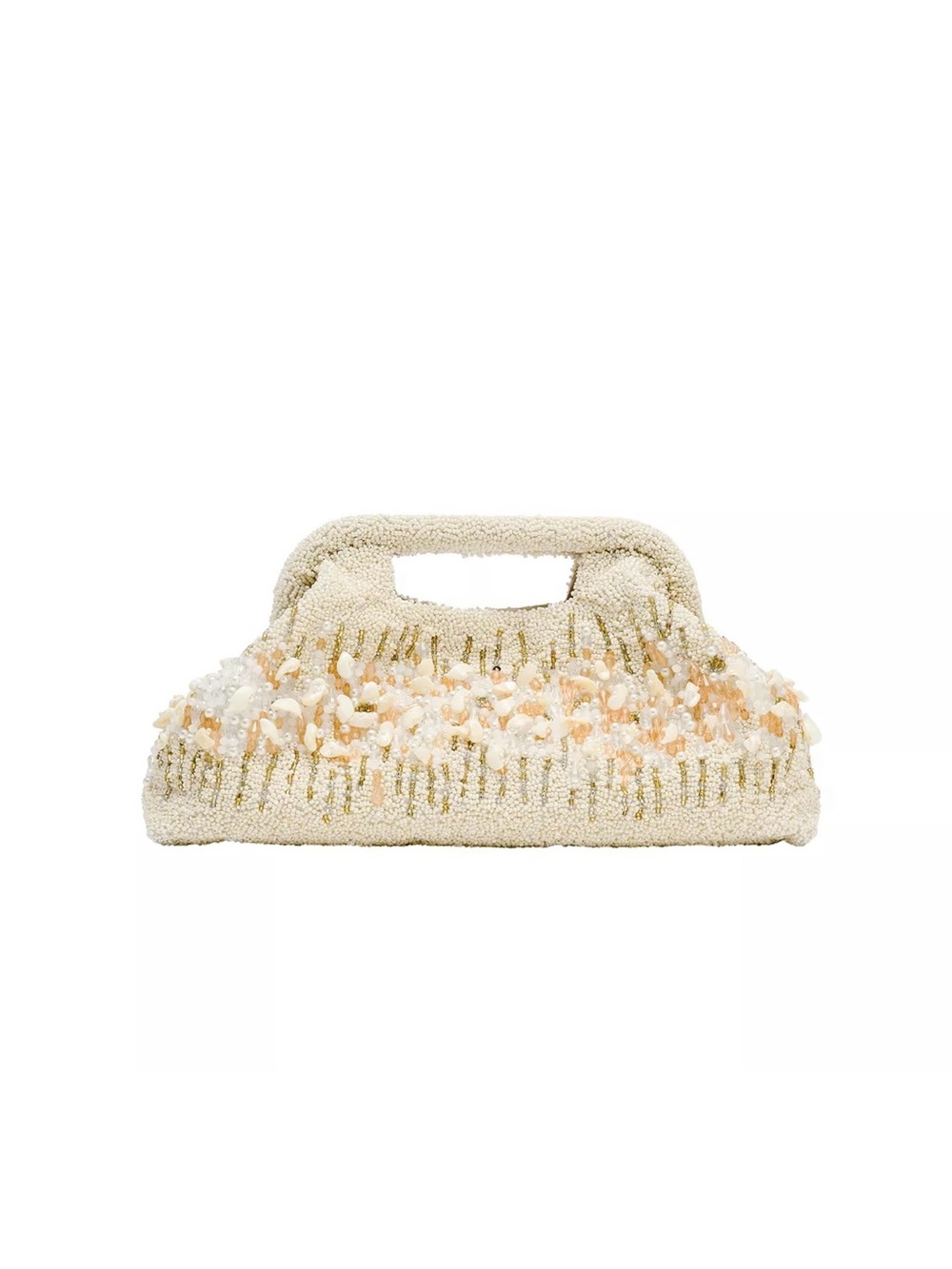 Zara Beaded Pouch Bag in Ecru